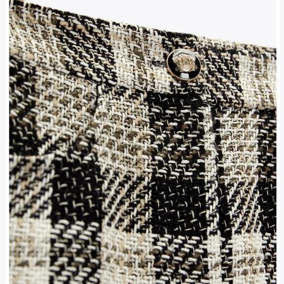 Zara High Waist Black and White Checkered Shorts NWT Size XS - Picture 8 of 9